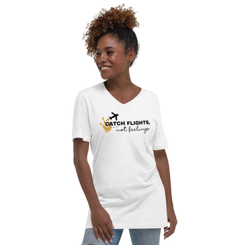 Catch Flights Unisex Short Sleeve V-Neck T-Shirt